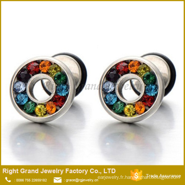 Bijoux chirurgical Rainbow Crystal Fake Plug d’oreille en acier inox 316L